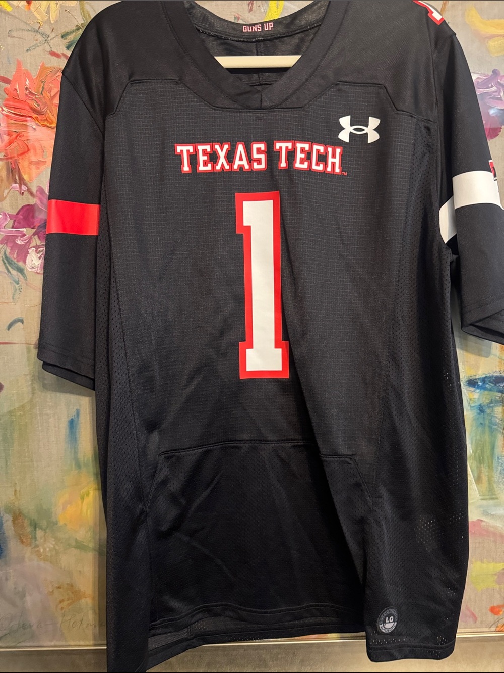 Under Armour Black and Red Texas Tech Football Jersey #1